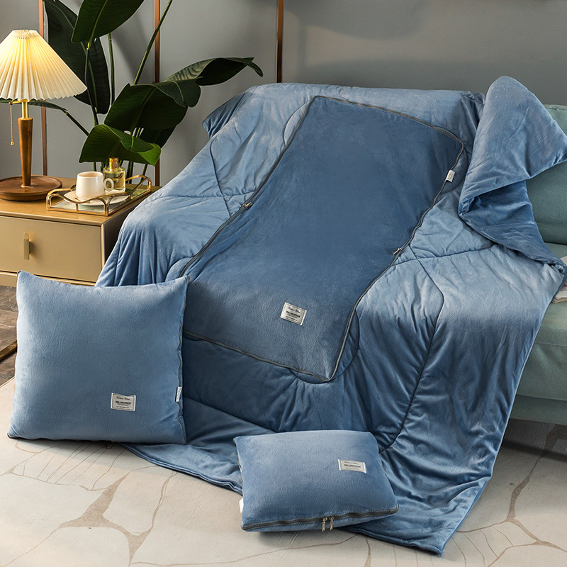 크리스탈 벨벳 아플리케 자수 베개 이불-라이트 블루