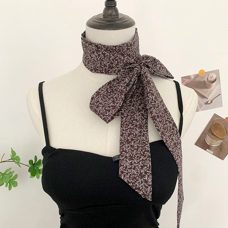 Pañuelo de seda, tira larga, sentido de alta gama, sentido de la atmósfera coreana, bufanda estrecha, bufanda, diadema, cinta, bolsa, cinta