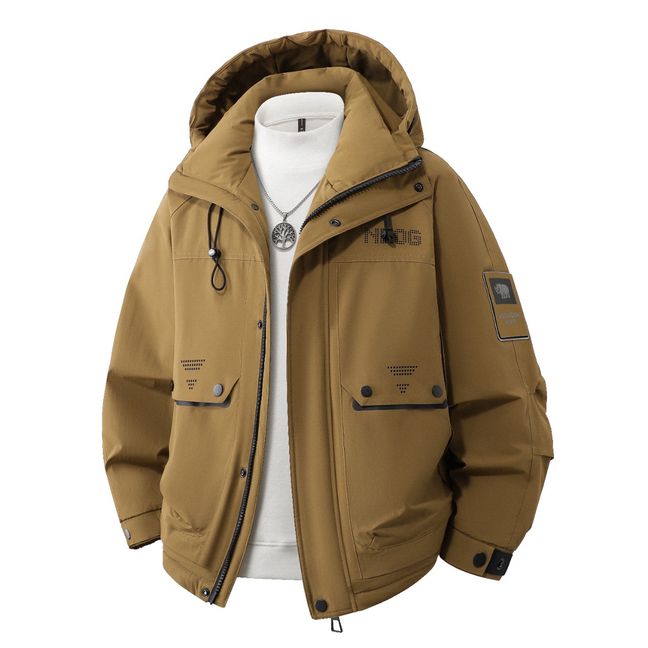 商场货轻奢高级感xiniu家加厚工装板连帽户外冲锋羽绒服外套#8067