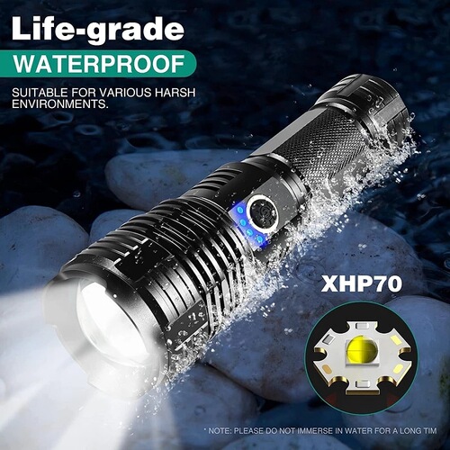 Cross-border P70 Outdoor High-Intensity Flashlight Multi-functional Telescopic High Power Ultra-bright Charging XHP70 High-Intensity Flashlight