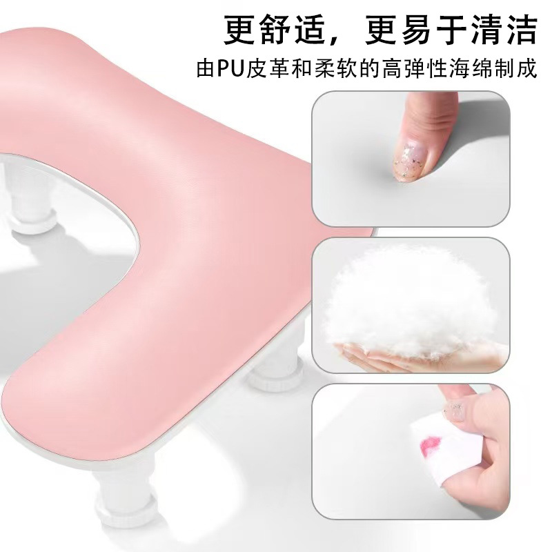 Almohada de mano para uñas de dos manos Altura ajustable Diseño de sueño inclinado portátil Piel de cuero PU Cómoda almohada de mariposa rusa