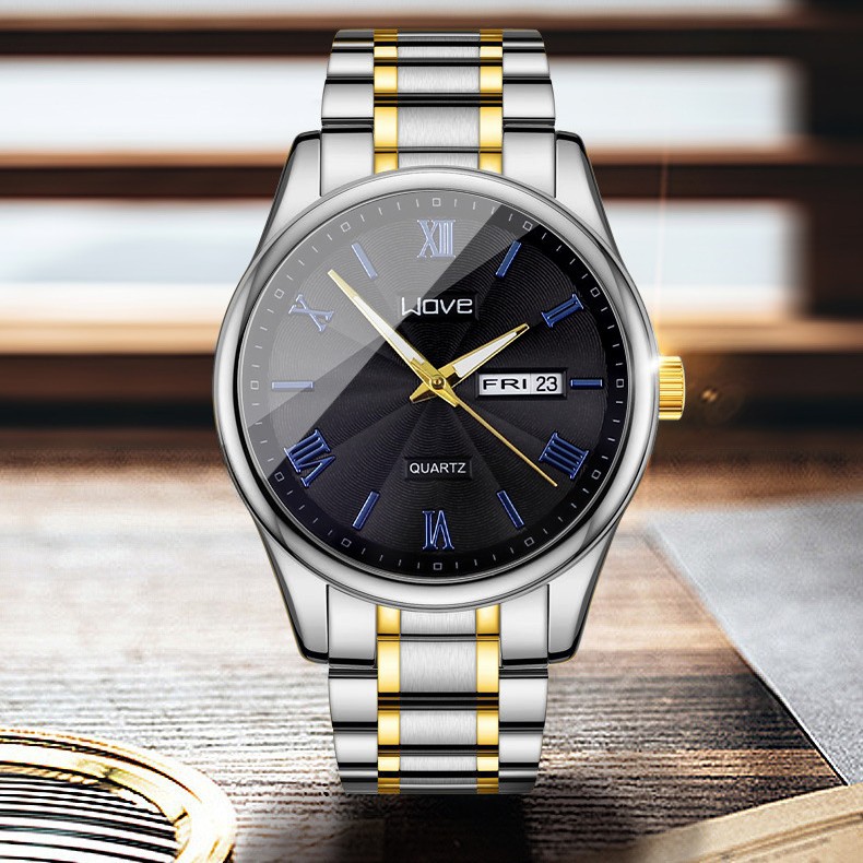 Langjue Brand Men's Watch Week Calendar Steel Band Men's and Women's Watch Luminous Fashion Gift Watch for Couples