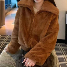 anna酱同款环保毛毛外套女冬季立领加厚保暖獭兔毛短款小个子上衣