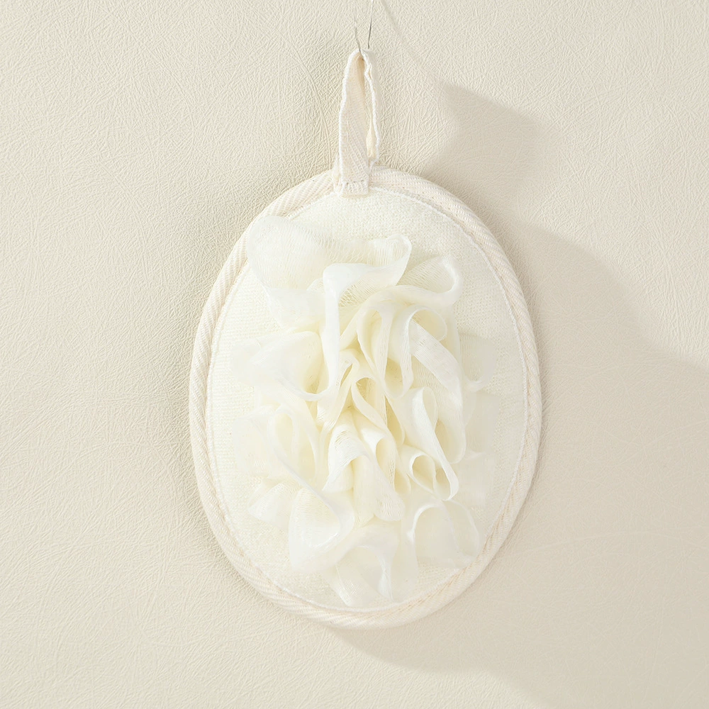 Loofah Bath Sponge (Natural), Cotton‑Linen & Loofah, Multiple Sizes 8×8–12×12 cm