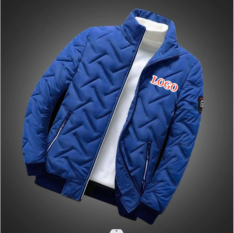 Abrigo acolchado de algodón para hombres transfronterizos 2023 nuevo collar ligero Abrigo acolchado de algodón color sólido chaqueta acolchada de algodón al por mayor LOGOTIPO imprimible
