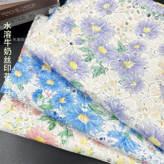 水溶牛奶丝绣花蕾丝布料 牛奶丝镂空印花高档服装刺绣蕾丝DIY布料