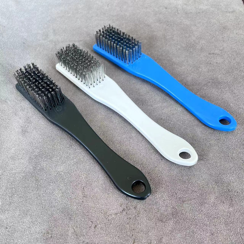 批发塑料柄不锈钢丝刷 文玩刷核桃金刚清理金属除漆除锈刷子 鞋刷