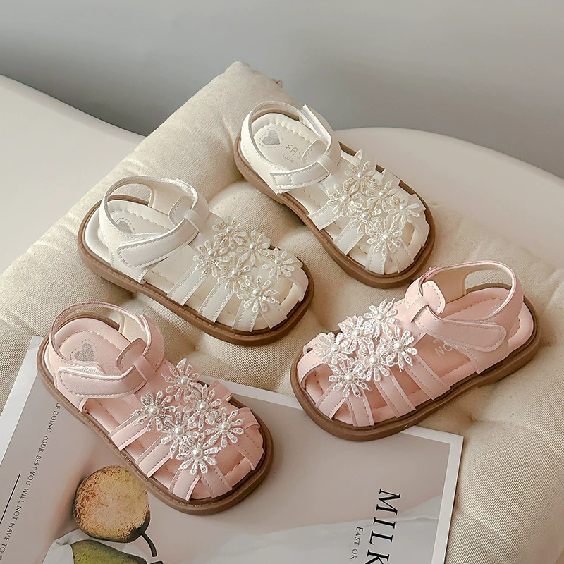 Детская обувь, сандалии для девочек, туфли принцессы, летняя детская обувь, обувь для малышей, мягкая подошва, нескользящие маленькие кожаные туфли, сухожильные подошвы.