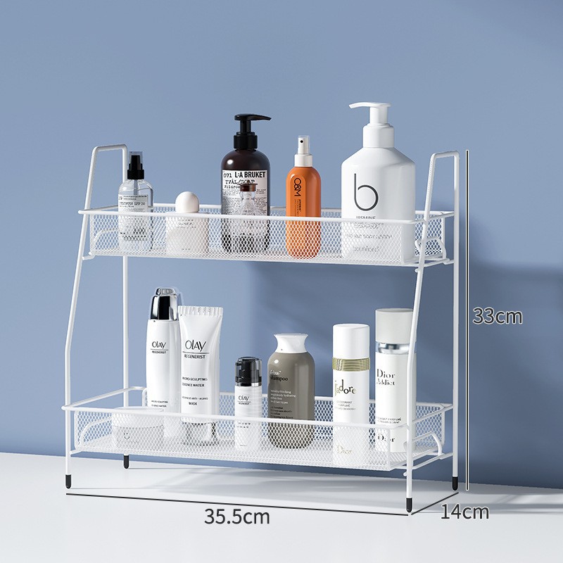 Estante de almacenamiento de hierro forjado estante de almacenamiento de doble capa desmontable estante de condimento de cocina estante de acabado de cosméticos de baño