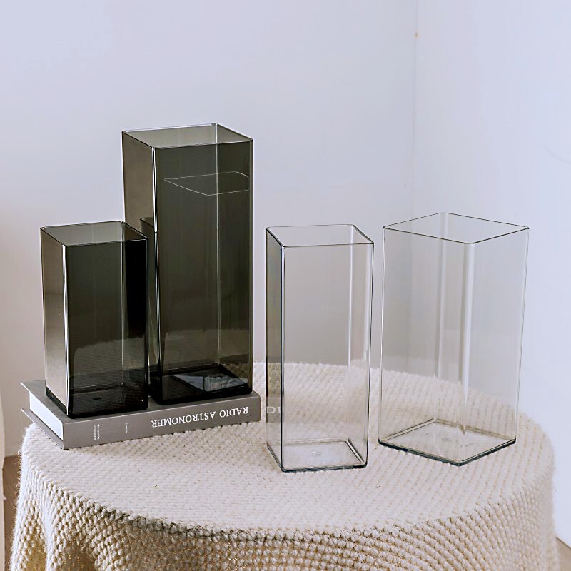 Factory direct square acrylic anti-fall vase hydroponic flower arrangement transparent straight tube flower decorative flower bottle Factory direct square acrylic anti-fall vase hydroponic flower arrangement transparent straight tube flower decorative flower bottle