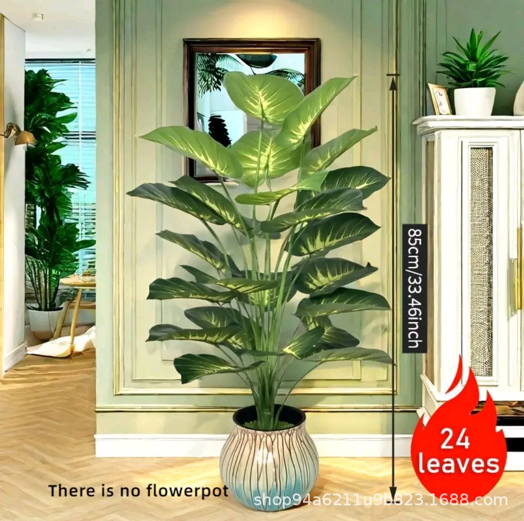 Simulated Tree Green Plants, Green Radish Leaves, Simulated Plants, Wedding Home Decoration, Fake Bonsai Ornaments, Fake Flowers, High-End Arrangement Leaves