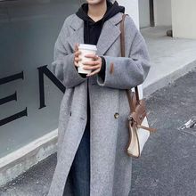 韩版时尚简约2025秋冬新款双面羊毛大衣中长款宽松型羊毛呢外套女