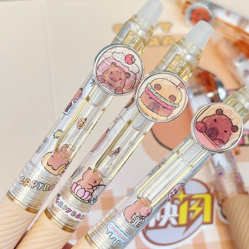 Kapibala フラッシュ消去可能なゲルペン漫画かわいい学生クリスタルブルー 0.5 弾丸ホット消去可能なペン|undefined