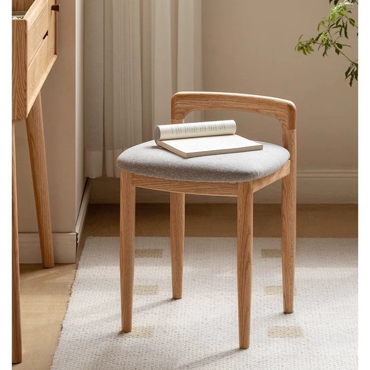 Мягкое сиденье, табурет для макияжа, спинка, небольшой квадратный табурет, туалетный столик для спальни, стул для макияжа из цельного дерева