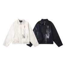 2025秋冬新款E@RD忧郁的富二代神秘人刺绣加绒保暖皮衣夹克外套