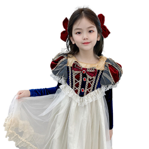 Ladycot Snow White Dress Spring and Autumn New Stylish Children Frozen Elsa Birthday Formal Dress Gown