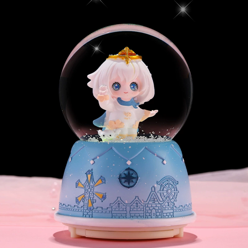 Минифигурка из мультфильма, кукла, светящийся стеклянный мяч для водного поло, музыкальная шкатулка