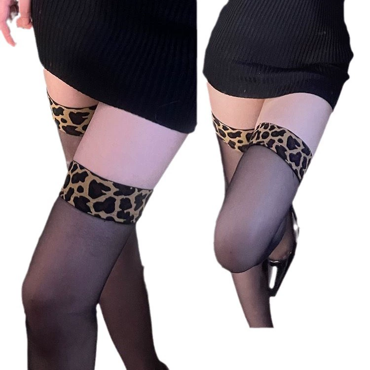 Сексуальные леопардовые чулки со Studium Stockings 1 ультратонкие Фиалки женские Любовь высокая прозрачная нефть черные чулки выше колен