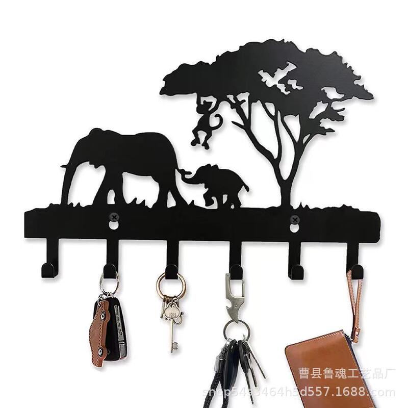 In-Stock Key Hooks, Two Little Elephant Coat Racks, Decorative Wall Hooks for Living Room, Cartoon Elephant Key Hangers, Iron Art Wall Hanging