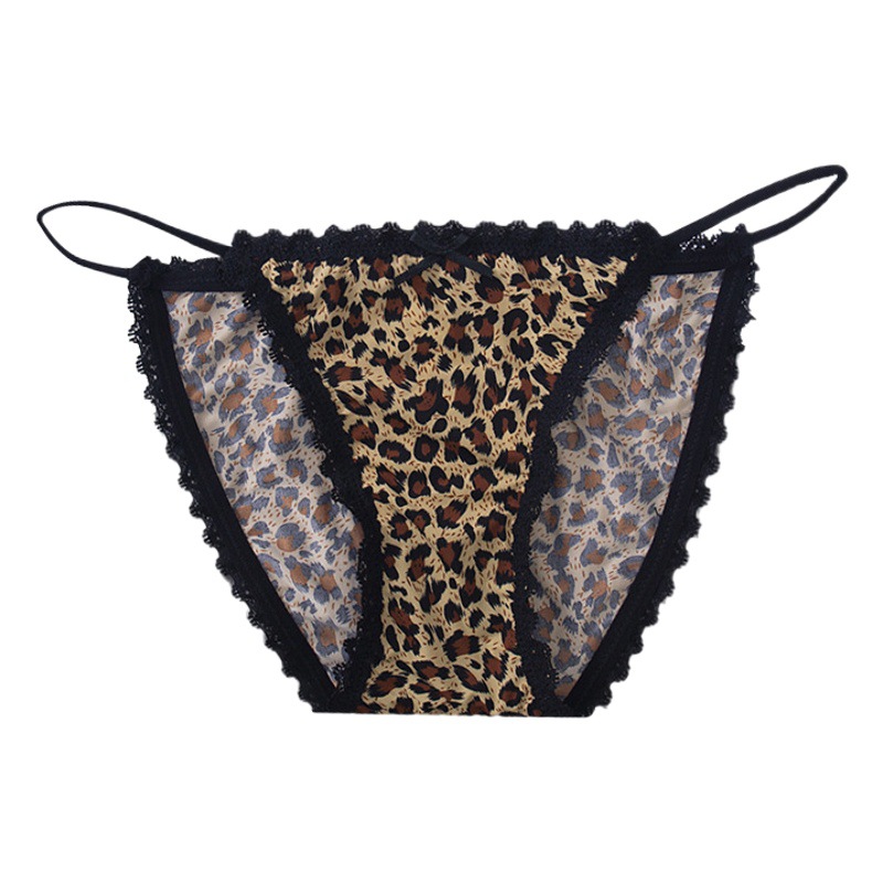 Sexy tentación diseño hueco ropa interior de las mujeres moda leopardo encaje elástico cintura baja briefs fabricante en stock