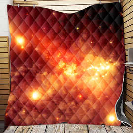 绗缝被星空图案12 3D数码印花跨境亚马逊Quilt加棉格子几何空调被