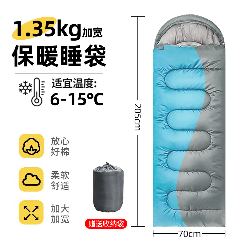 1.35kg 하늘색 + 회색 190T 고급 원단으로 약 10-15도에 적합