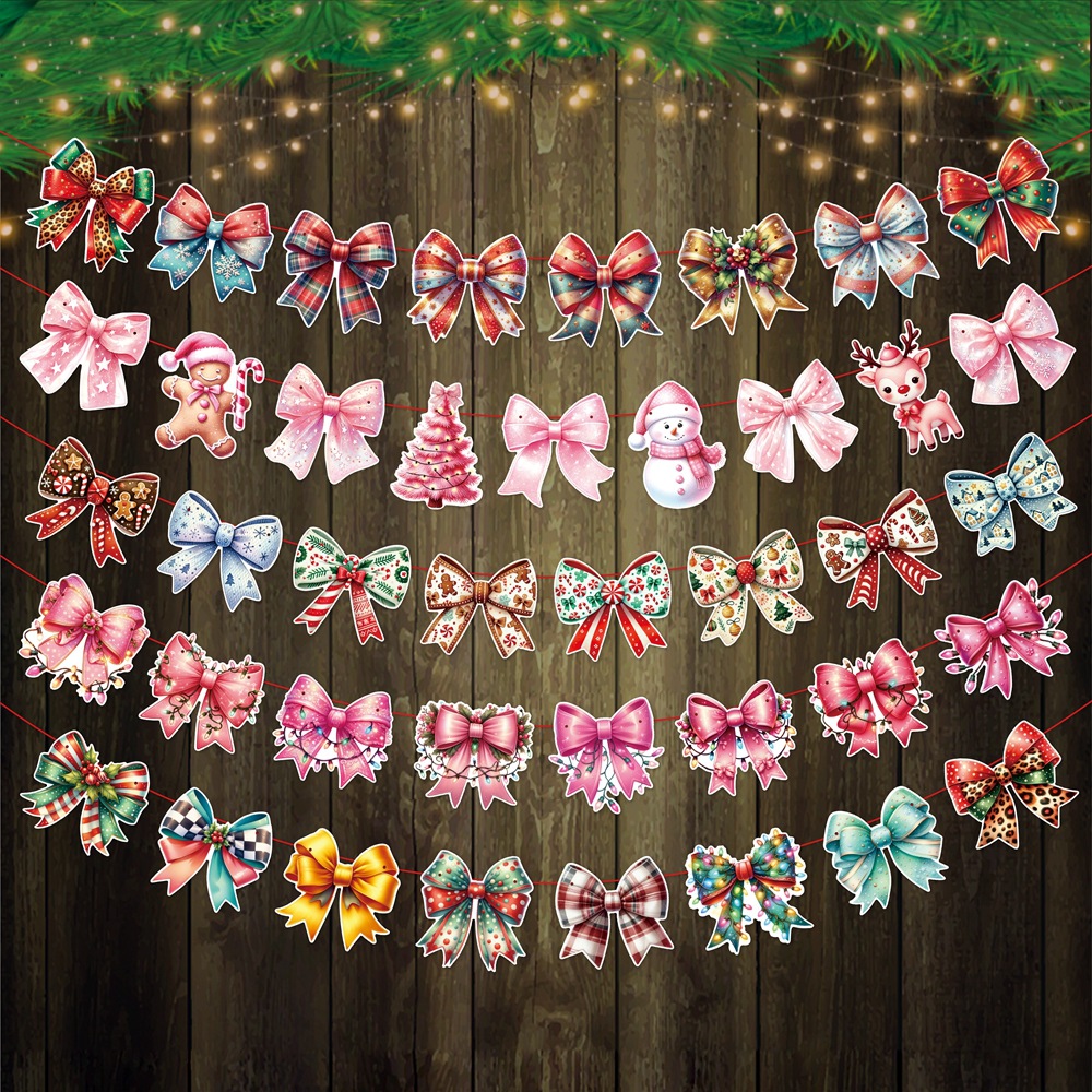Nuevo producto Decoración de Navidad Banner Tirando de la bandera Bowknot Fiesta de Navidad Decoración de fondo Tirando de la bandera Decoración del lugar