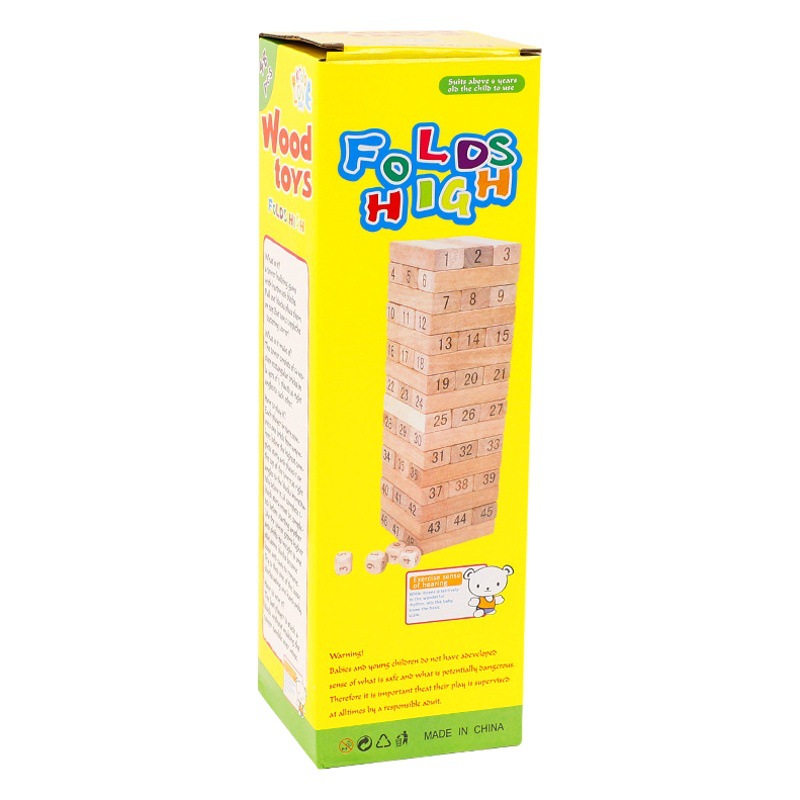 Digital Stacking High 54 Colorful Layered Stacking Blocks Domino Children's Stacking Early Education Wooden Toys Wholesale Cross-Border