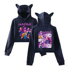 跨境KPop Demon Hunters猎魔女团周边时尚女装猫耳朵连帽短款卫衣