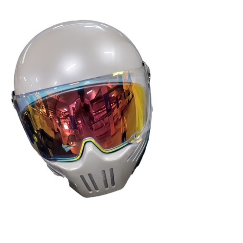 3C Certified Retro Harley Motorcycle Helmet for Men and Women, Full Face Cruiser, Heavy Motorcycle Ghost Skull Knight Bluetooth Slot