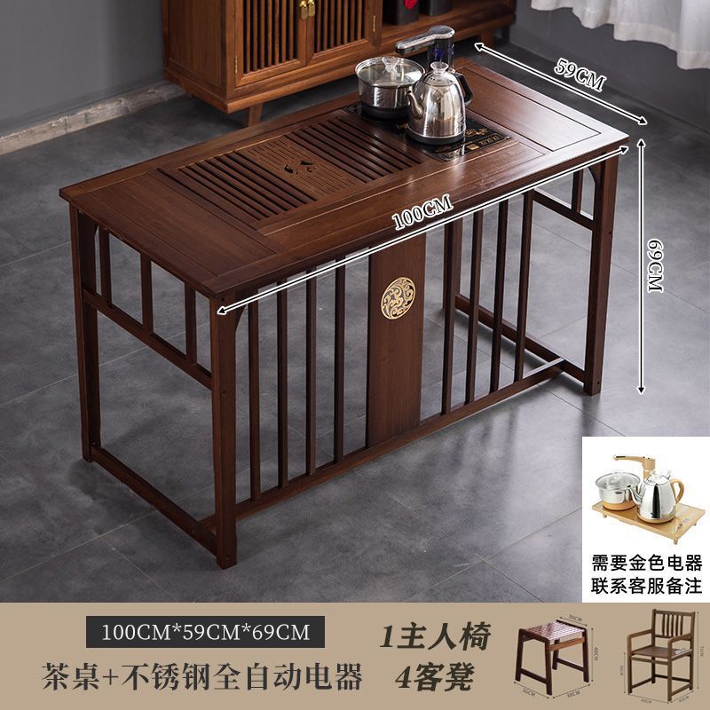 Mesa de té de oficina de balcón pequeña mesa y silla doméstica combinación de hervidor de agua en un conjunto completo de madera maciza nuevo estilo chino batería húmeda