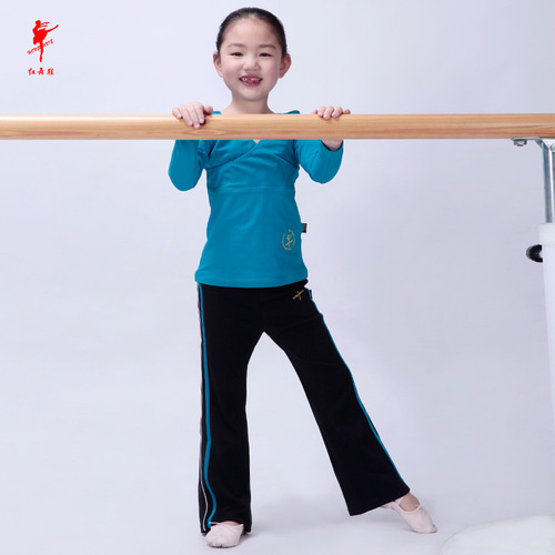 Red dance shoes, children's Xinluo majia belt, teeth and single bell-bottom pants, children's practice dance pants 26091