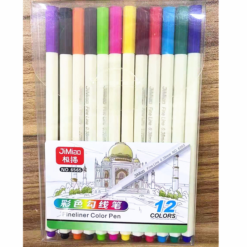 Comercio exterior simple 12 colores bolígrafo de línea estudiantes DIY color neutral bolígrafo de pintura de arte graffiti bolígrafo marcador de contabilidad