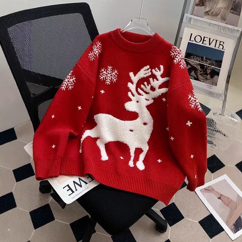 European and American cross-border best-selling Christmas sweater for women, thickened, new autumn/winter style, loose-fitting, fashionable, and stylish knit top European and American cross-border best-selling Christmas sweater for women, thickened, new autumn/winter style, loose-fitting, fashionable, and stylish knit top