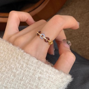 Retro small design ring, high-quality style, on index finger