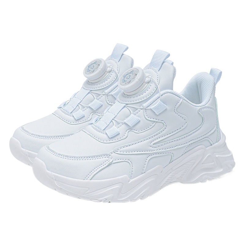Estudiante de la escuela primaria zapatillas de deporte zapatos blancos de los niños blancos zapatillas de deporte casuales de las niñas zapatos blancos de cuero impermeable