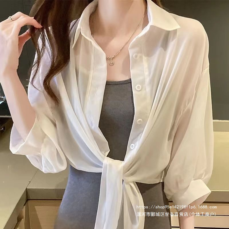 配吊带裙子雪纺衫小披肩薄款衬衫开衫防晒上衣女2026新款夏季外搭