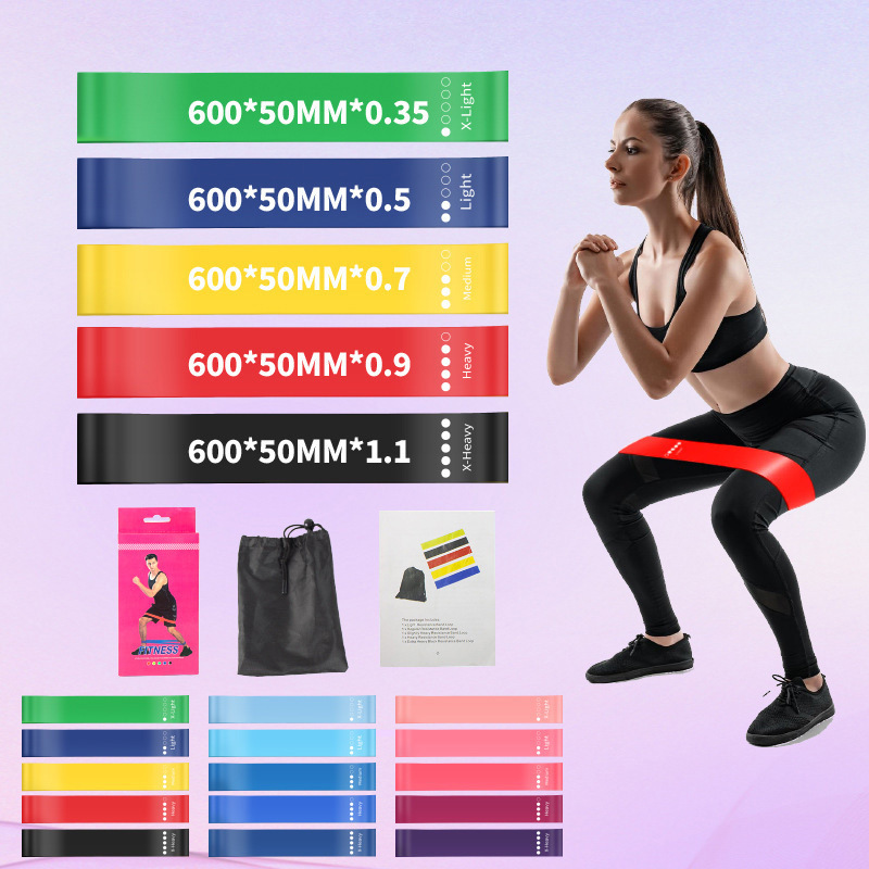 TPE elastic belt yoga exercise thickened resistance belt tension ring rubber strength training fast hip elastic ring