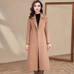 秋冬季时尚风衣八月毛呢外套女装新款修身显瘦过膝大妈风衣