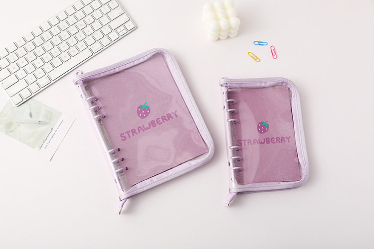 Ins Style Simple Transparent Pvc Soft Shell A5a6 Loose-leaf Zipper Bag Edge Hand Book display picture 2