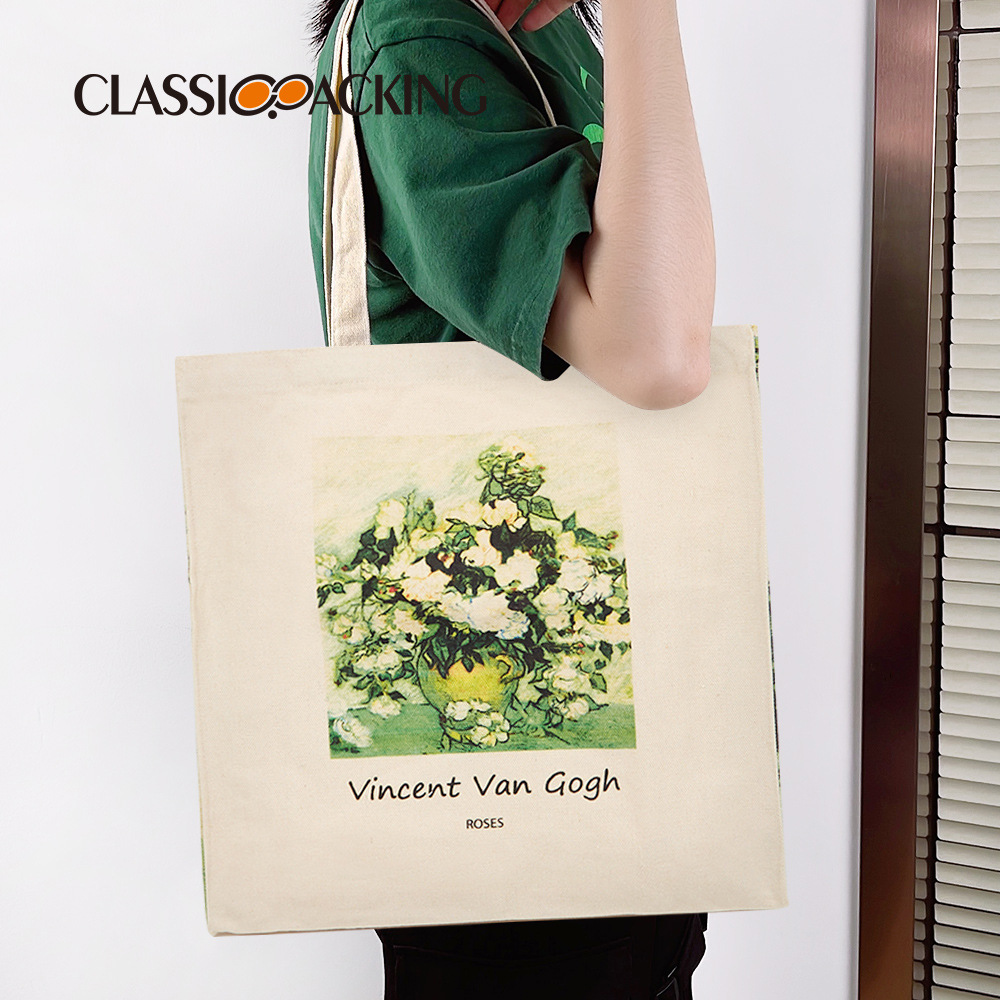 Estilo moderno simple bolso de la lona material de gran capacidad bolso japonés y coreano ins bolso con logotipo impreso