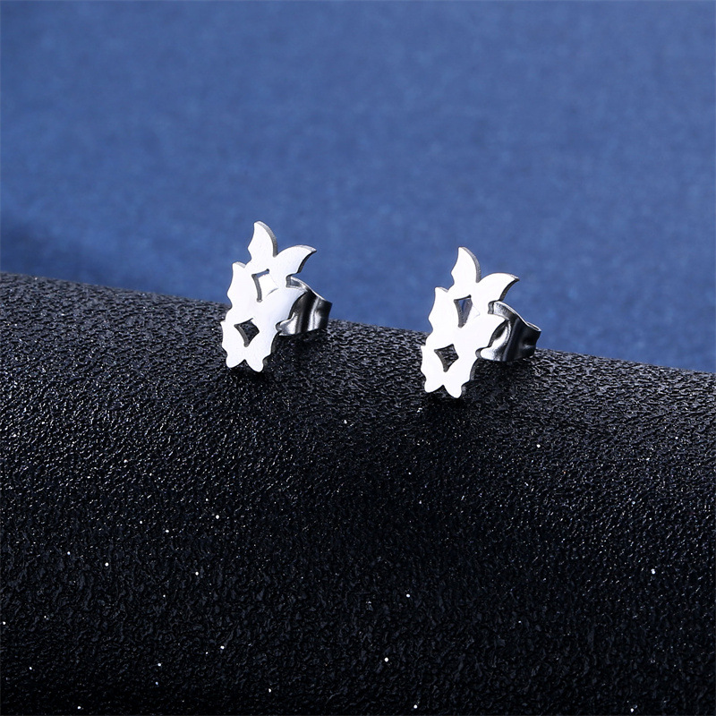 Womenu0027S Simple Style Butterfly Stainless Steel Titanium Steel Pendant Necklace Jewelry Sets