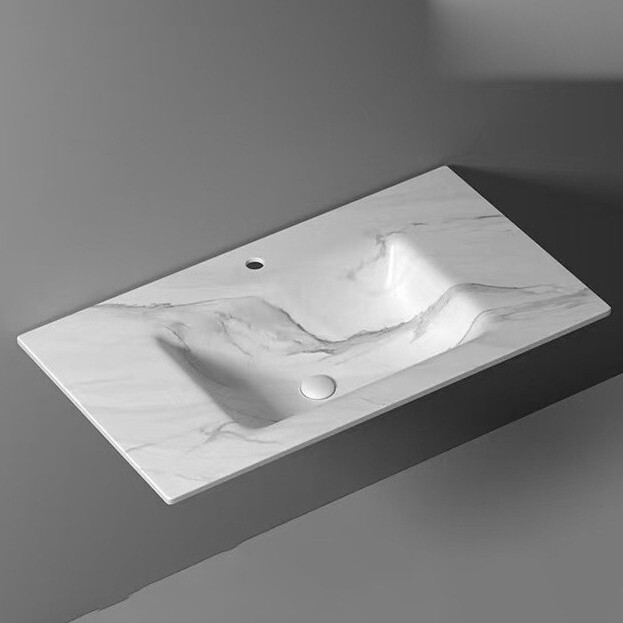 Seamless Slate Washbasin Hot-Bent Integrated Bathroom Counter Basin Without Splicing Slate Washbasin Center Basin Non-Standard Cut Corners