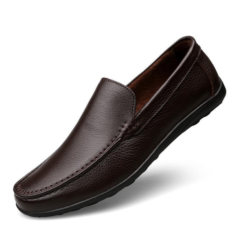Trendy men's casual shoes for cross-border foreign trade, large-size top-layer cowhide slip-on leather shoes, men's shoes wholesale