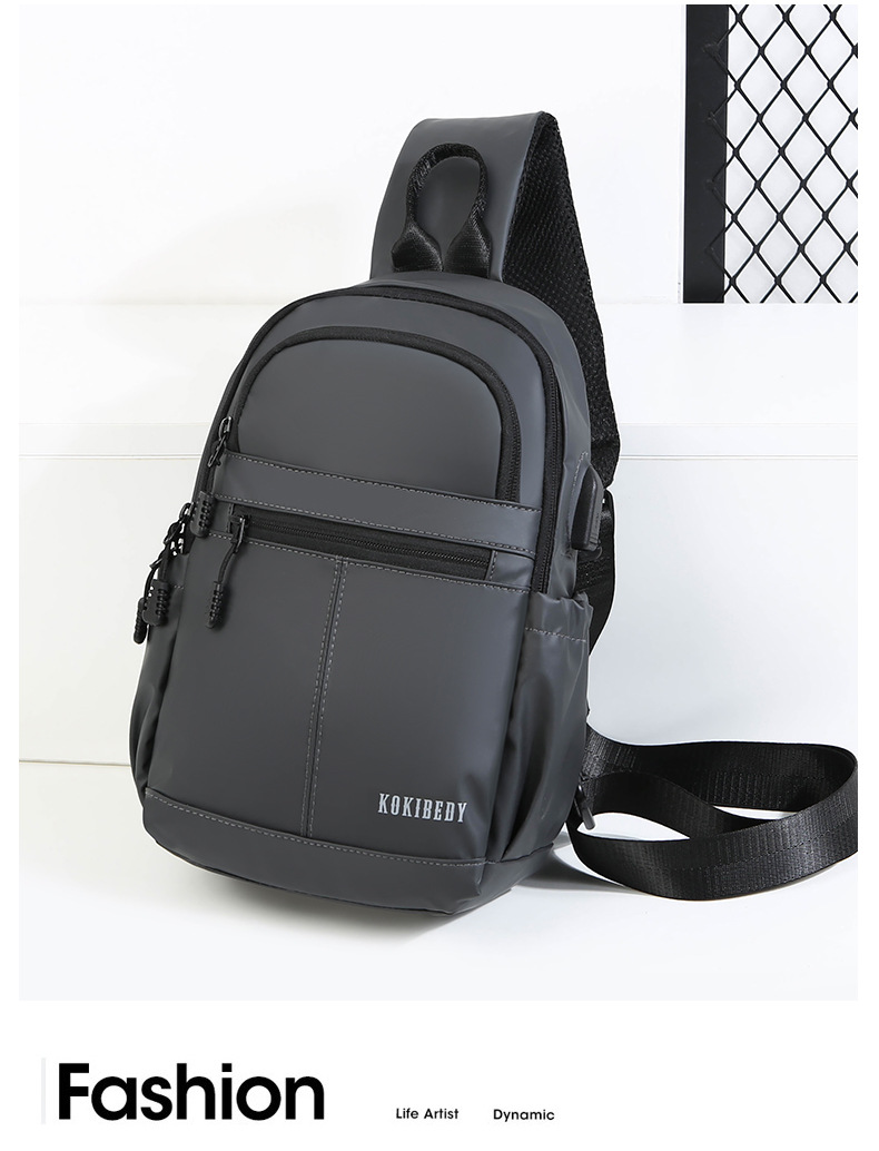 New men's chest bag, casual large-capacity single-shoulder crossbody bag, Korean-style motorcycle bag, water-resistant trendy backpack, cross-border undefined