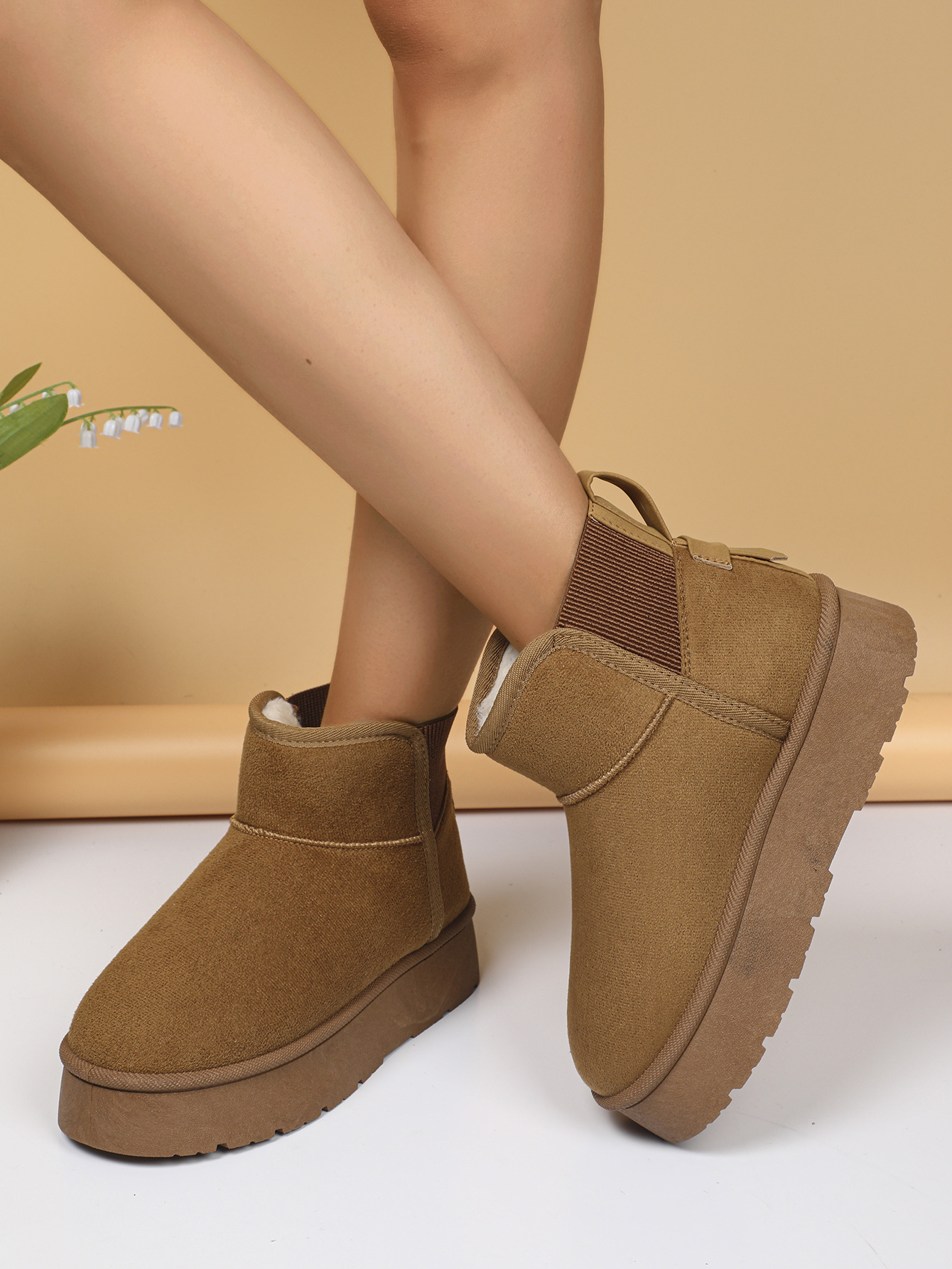 Warm Women's Snow Boots With Fleece Lining And Thick Sole_voghion.com