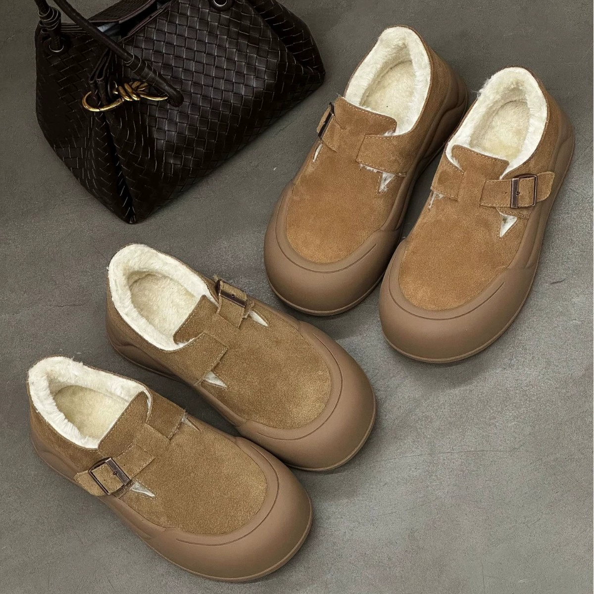 2024 новые хлопковые туфли из кексов на толстой подошве туфли темперамент колледжа стиль дикая Мэри Джейн повседневная мода