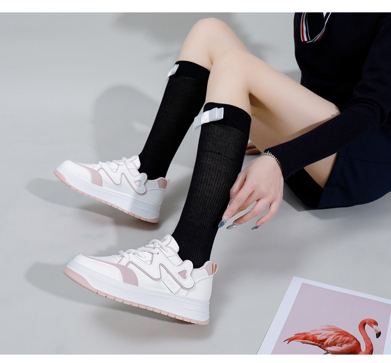 Weiße Damen Freizeitschuhe Trendy Sneaker Mit Dicker Sohle_voghion.com