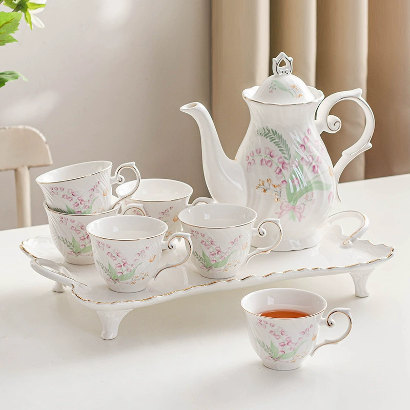 Coffee set for home use, ceramic flavored tea, tea cup, teapot, European style