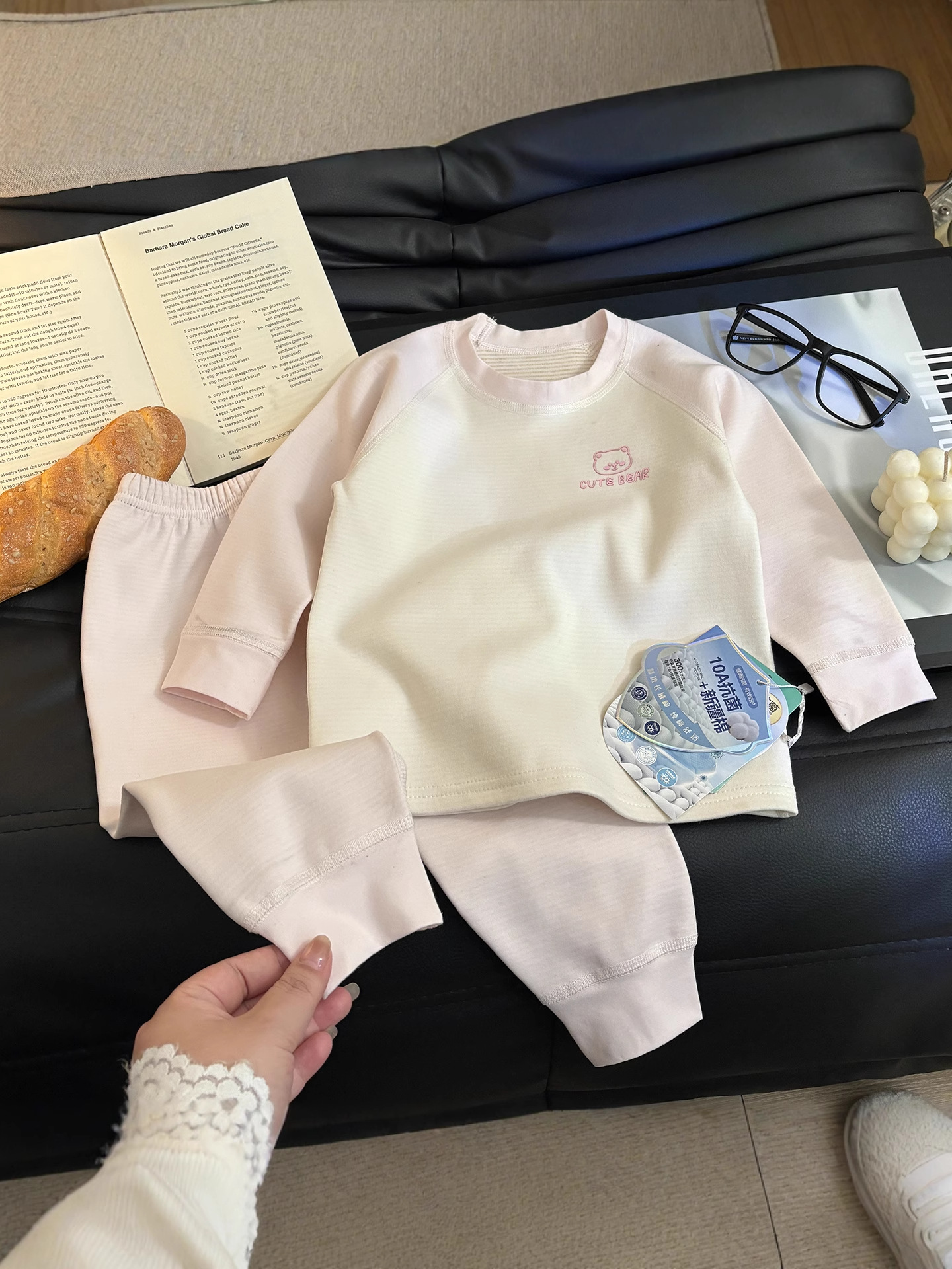 Peso 320 gramos ropa interior infantil algodón elástico sin hueso antibacteriano conjunto de ropa de bebé para hombres y mujeres de clase A engrosado engrosado